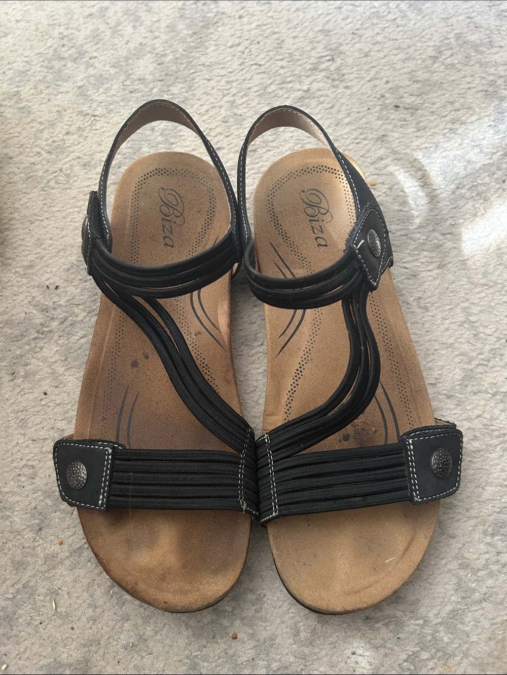 Biza Black Women's Slingback Sandals with Elastic Straps